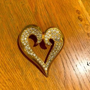 LR Crystal Heart Brooch